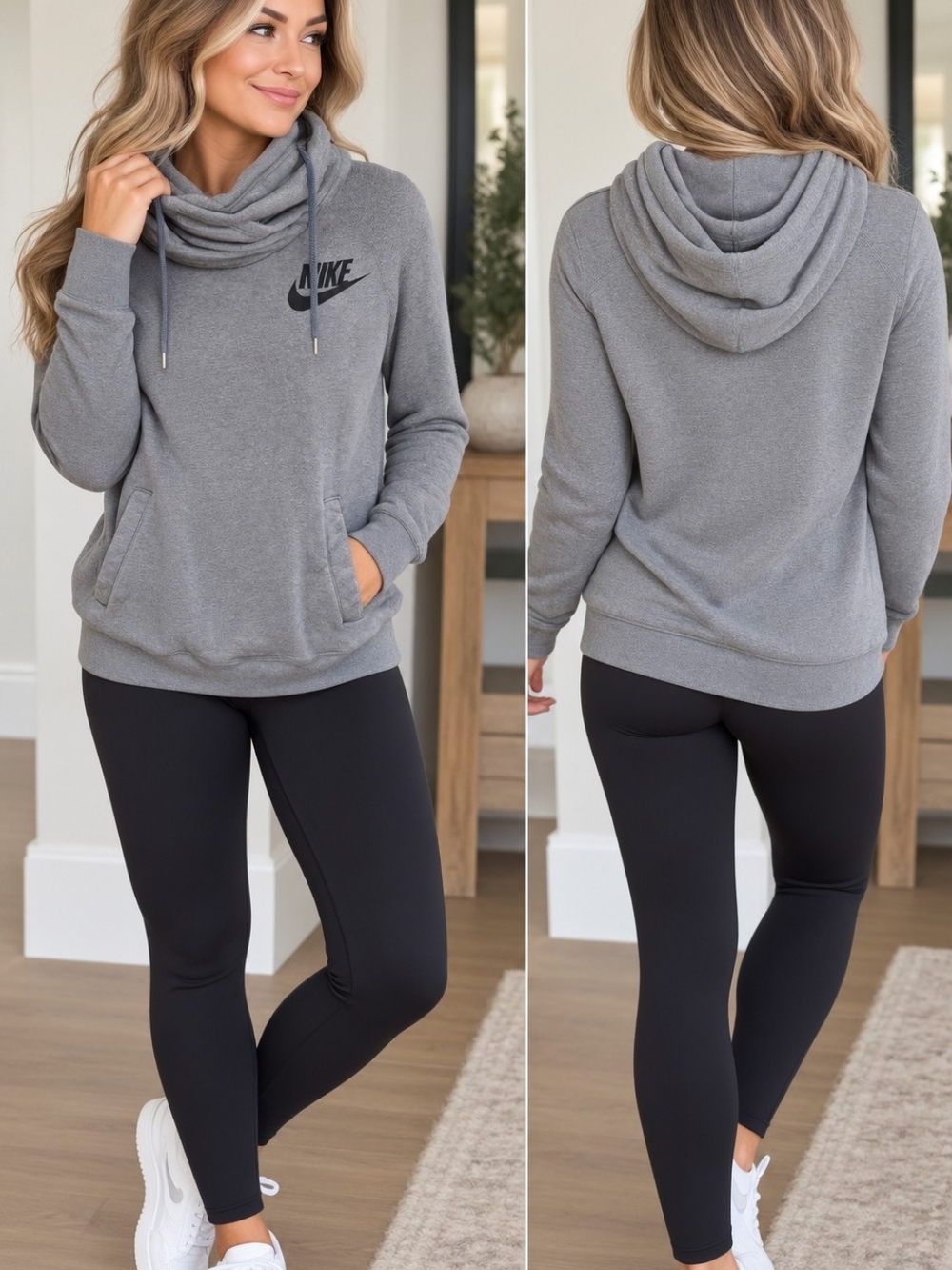 Nike Gray Cowl-Neck Pullover Hoodie